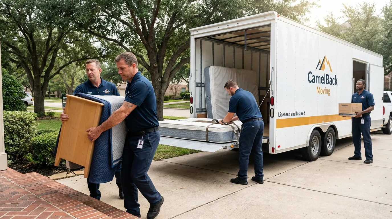 Crew loading residential truck for cross-state move from Lucedale, MS